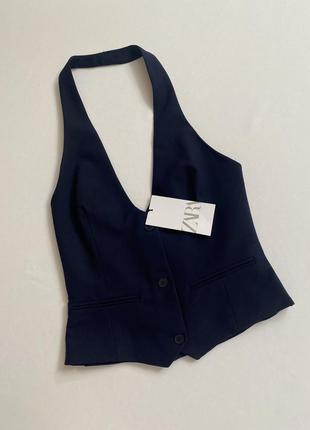 Синий жилет/жилетка/топ/корсет зара/zara