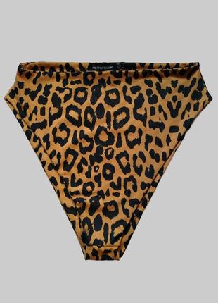 Трендовые женские высокие купальные плавки prettylittlething с леопардовым принтом /низ купальника