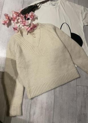 Вовняний светр h&m альпака і вовна з v-подібним вирізом розмір s m