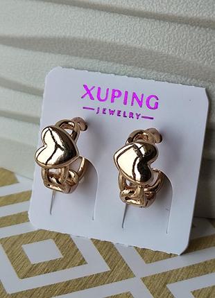 Серьги ксюпинг xuping позолота медицинское золото медицинская сталь