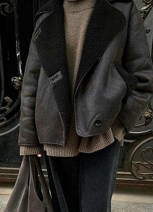 Дубленка коричневая дубленка zara оверсайз