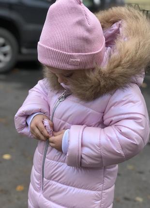 Зимовий комбінезон суцільний для діток, натуральне хутро і різні кольори4 фото