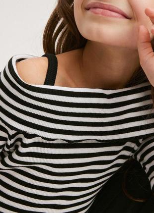 Гольф reserved в смужку чорно біла кофтинка бавовняний3 фото