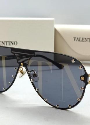 Valentino сонцезахисні окуляри маска унісекс модні сірі з логотипом бренду на лінзах