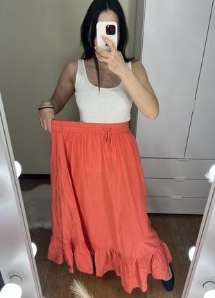 Качественная натуральная юбка миди юбка коттон батал на резинке8 фото
