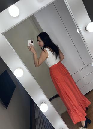 Качественная натуральная юбка миди юбка коттон батал на резинке7 фото