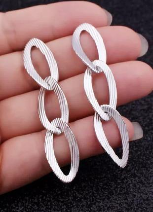 Великі сережки ланцюга рефленые, сережки велика рефленая ланцюг срібло5 фото