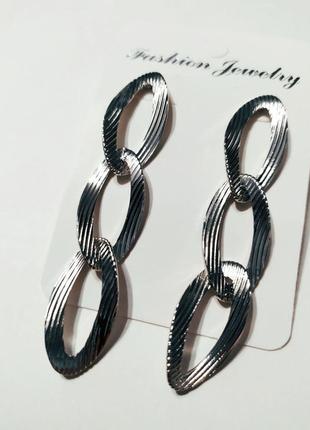 Великі сережки ланцюга рефленые, сережки велика рефленая ланцюг срібло8 фото