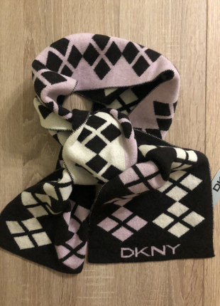 Новый брендовый кашемировый/шерстяной шарф dkny в ромбы, двусторонней, оригинал1 фото