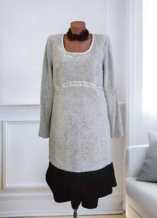 Плюш тедди фактура туника лонгслив удлиненый кофта трапеция мишка мех ворс plus size