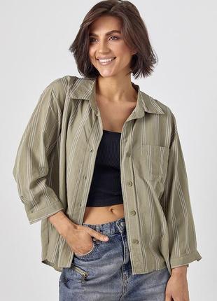 Жіноча сорочка у смужку з рукавами три чверті