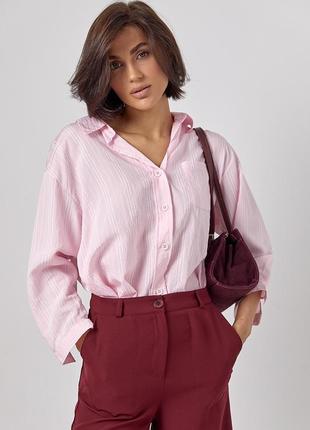 Жіноча сорочка у смужку з рукавами три чверті