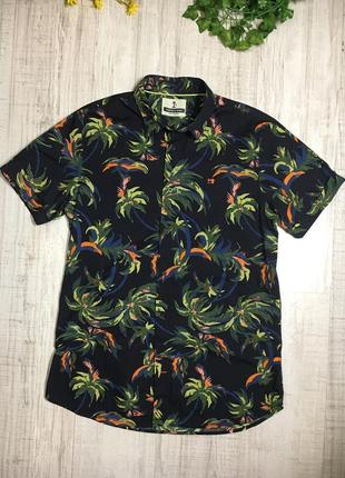 Гавайка scotch & soda темно-синя чоловіча сорочка шведка бавовна з квітковим принтом (л)