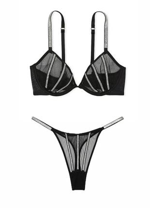 Комплект белья со стразами victoria's secret виктория сикрет оригинал