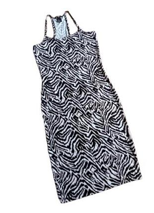 Сарафан женский, платье по фигуре  летнее h&m с принтом зебра р. 44, s, цвет черный/белый 2