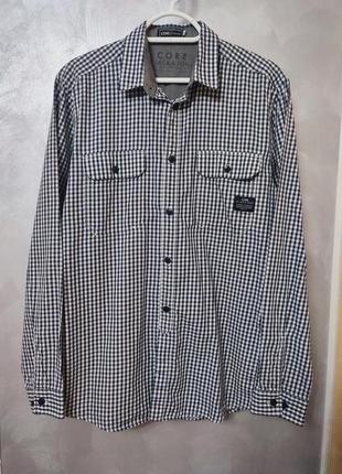 Черно белая рубашка в клетку jack and jones