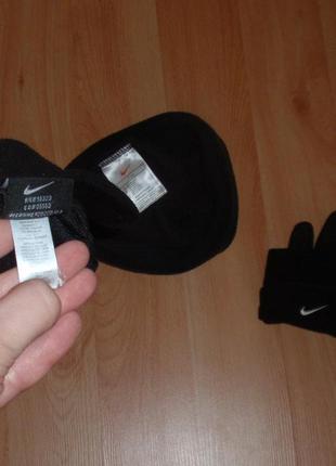 Флисовый комплект nike fleece under black dry перчатки+шапка original m-l-xl3 фото