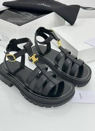 Крутые кожаные босоножки сандали  celine