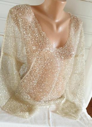 Блузка з паєтками zara