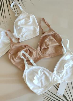32d/70d, 32e/ 70f комплект 3 шт. хлопковый бюстгальтер без косточек m&s