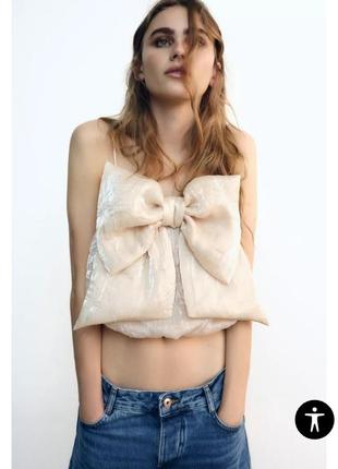 Укороченный топ с бантом от zara