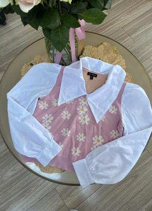 Кофта рубашка с трендовым воротником