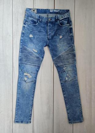 Чоловічі якісні стрейчеві джинси мотоджинси без захисту пояс 42-43 см w32