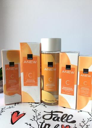 Набір для обличчя «максимальне сяйво» з вітаміном с, avon anew, ейвон набір вітамін с, спф