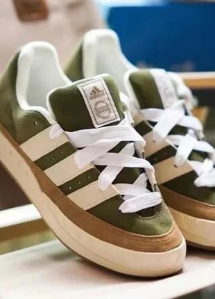 Кросівки чоловічі adidas adimatic x human made dust green cream white натуральна замша в'єтнам