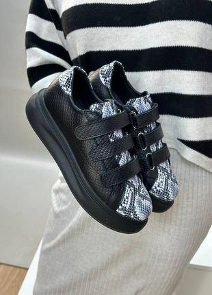 Комбинированные кожаные кеды змея