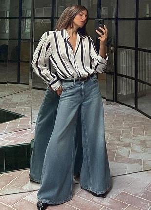 Джинси-палаццо із низькою посадкою від zara, low-rise - palazzo, широкі джинси