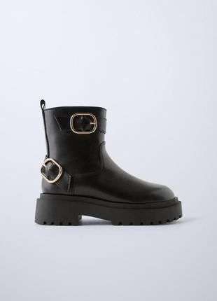 Стильні черевики zara на дівчинку 33 розмір, демісезонні черевики zara ботінки зара з пряжками.