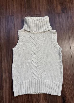 Білий жилет в'язаний із горлом esprit