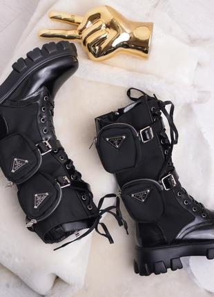 Ботинки в стиле prada monolith boots high6 фото