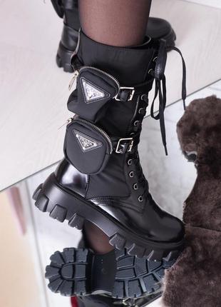 Ботинки в стиле prada monolith boots high8 фото