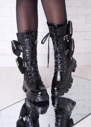 Ботинки в стиле prada monolith boots high9 фото