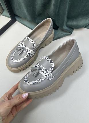 Изысканные комбинированные лоферы rstyle натуральная кожа замш 36-41