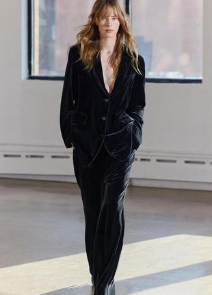 Костюм блейзер брюки на выпускной велюр  тренд zara