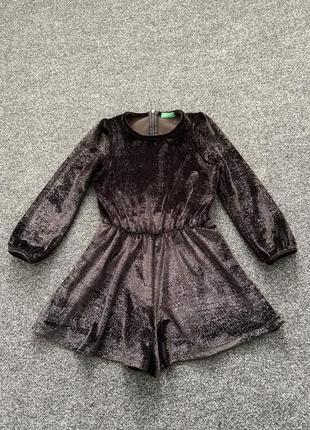 Платье комбинезон черное бархатное на рост 120