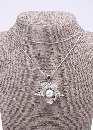 Подвеска на цепочке сова с жемчужинкой1 фото