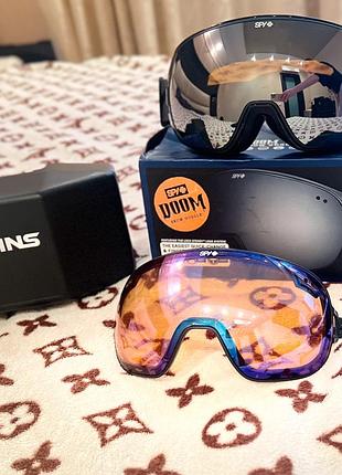 Очки горнолыжные spy+ doom black bronze/silver mirror + persimmon contact