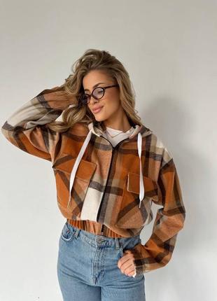 Женская рубашка бомбер в клетку