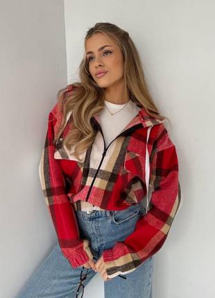 Женская рубашка бомбер в клетку