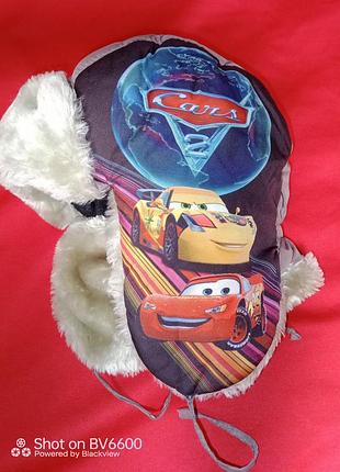 Теплая шапка тачки disney cars для мальчика 5-6 лет