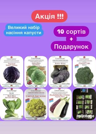 Акционный набор- семена капусты, 10 сортов плюс подарок