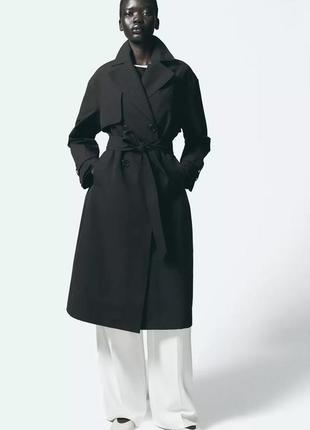 Пальто тренч женский черный zara new
