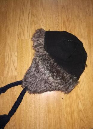 Зимняя шапка twisted soul с мехом на флисе, шапка-ушанка, зимова шапка4 фото