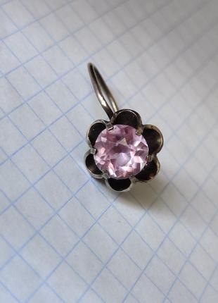 Серебряная винтажная серьга позолота