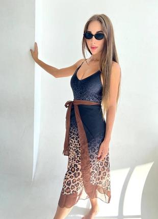 🐆суцільний купальник з спідницею парео, матеріал біфлекс🐆