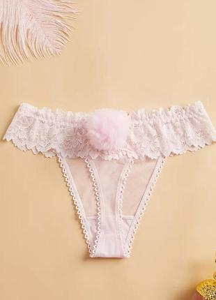 Розовые кружевные стринги зайчик кролик